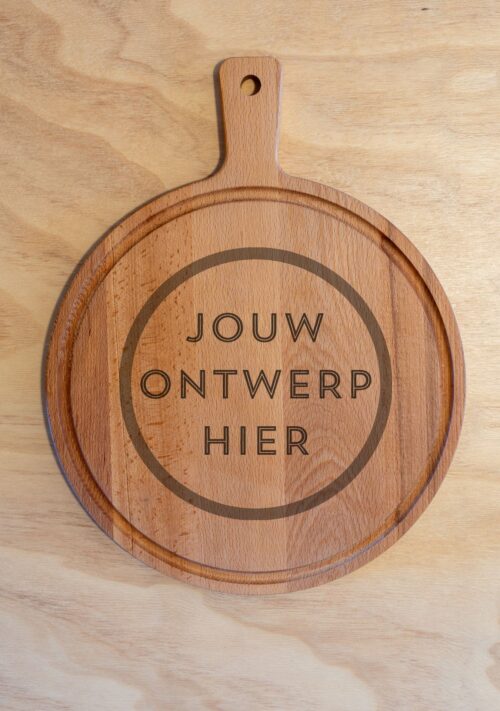 9 Rond borrelplank met handvat & met sapgeul Ø 30 cm