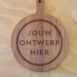 JOUW LOGO HIER (1080 x 1920 px) (1350 x 1920 px) Rond borrelplank met handvat zonder sapgeul Ø 30 cm